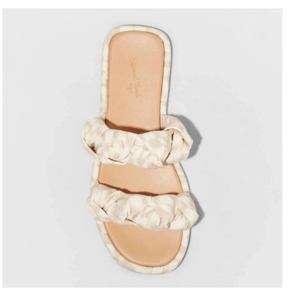 NWOT Universal Thread Meg Knotted Slide Sandals Almond Brown Women’s Size 6 - Picture 2 of 9